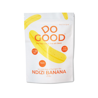 Do Good Ndizi Banana organic dried banana chunks share pack, 100% natural fruit snack with no added sugar, high-fiber dried banana pieces sourced from farmers in Uganda, 3.1 oz pouch