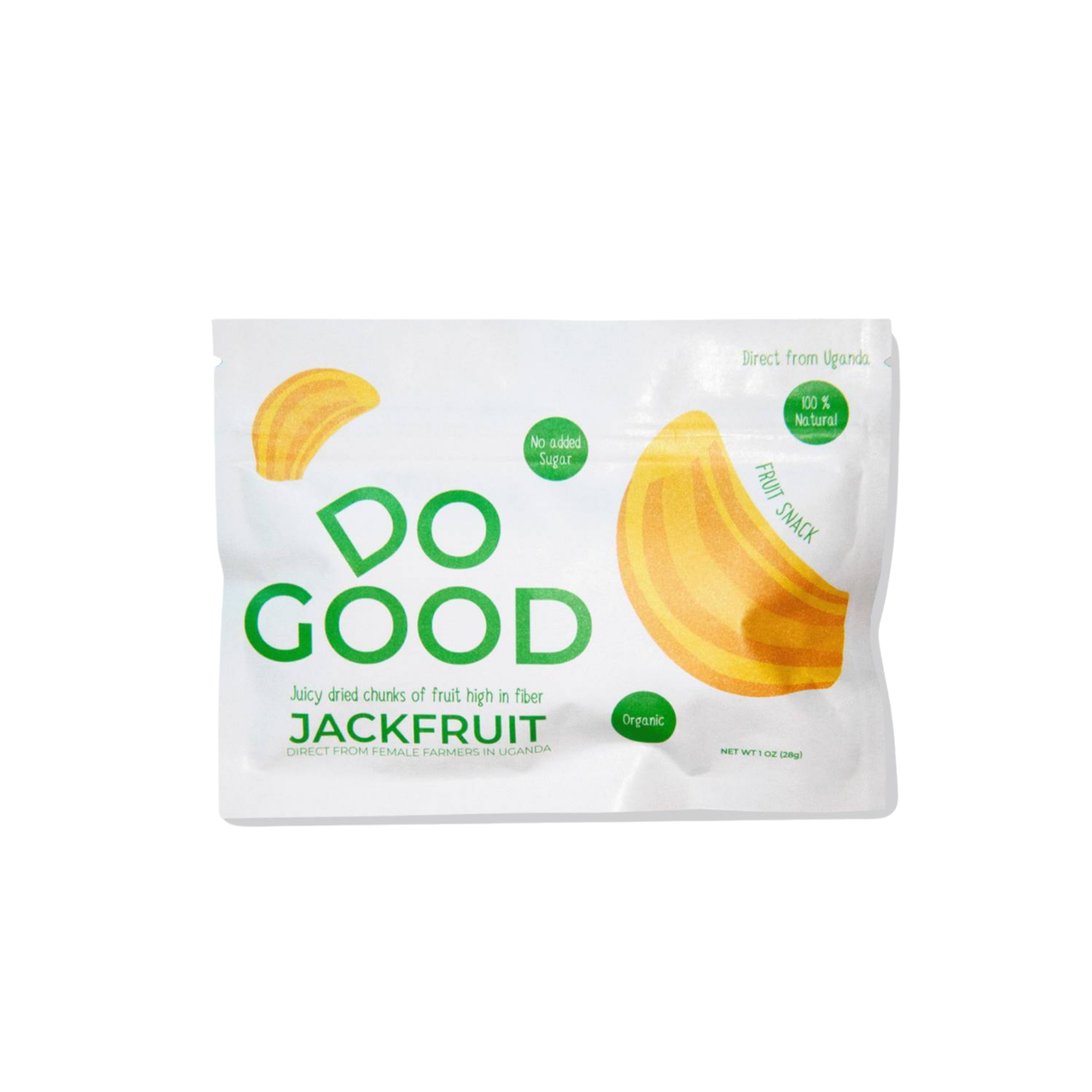 Do Good organic dried jackfruit fruit snack pack, 100% natural jackfruit chunks with no added sugar, high-fiber tropical fruit snack sourced from female farmers in Uganda, 1 oz pouch