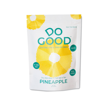 Do Good organic dried pineapple chunks snack pack, no added sugar, 100% natural juicy dried pineapple rings, 3.1 oz resealable pouch, fruit snack from Uganda
