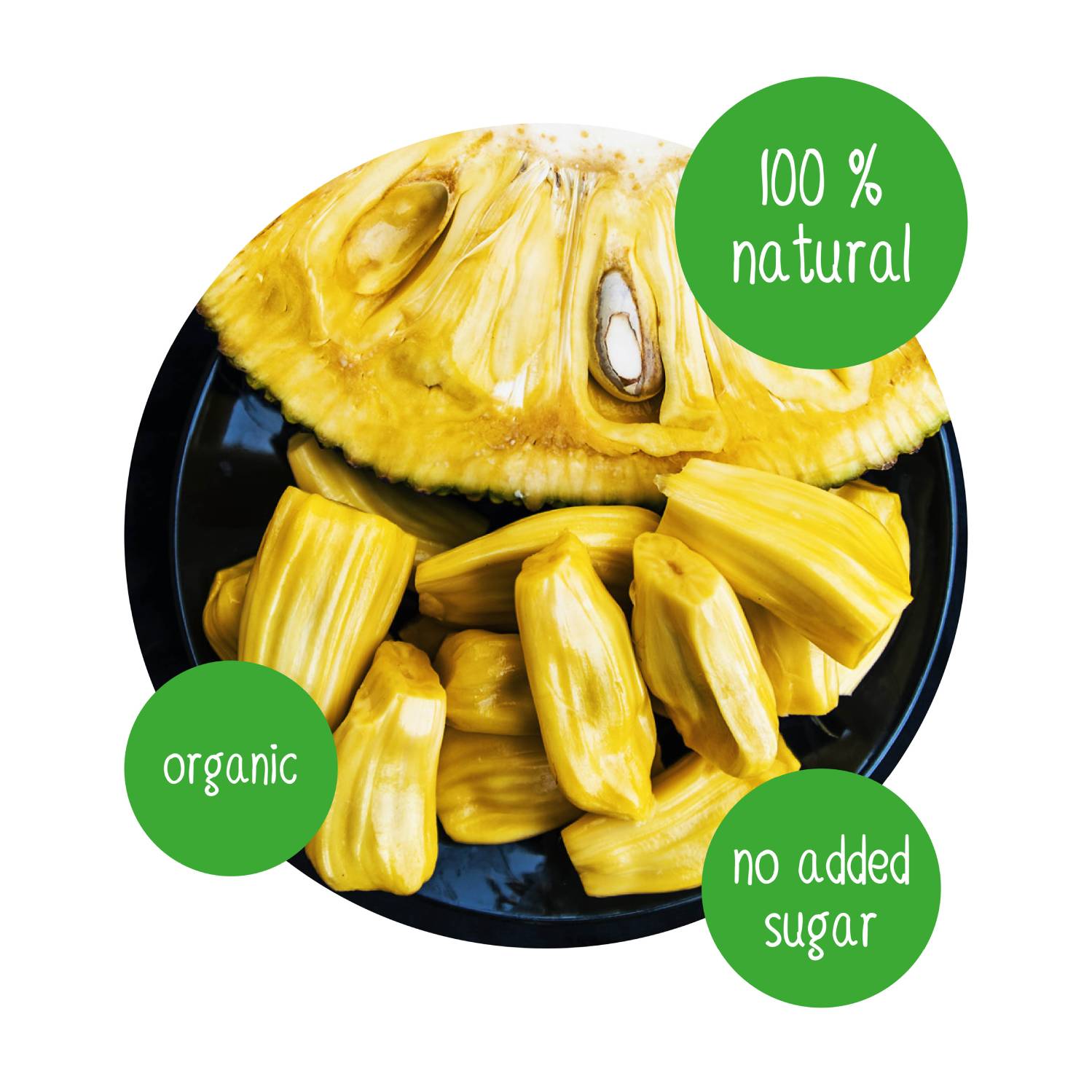 DoGood organic jackfruit pods with fresh jackfruit slice, 100% natural and no added sugar healthy fruit snack